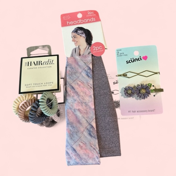 Scünci Headbands - Pink and Gray, Coil Hair Ties & Scünci Daisy Bobby Pins - Picture 2 of 4